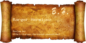 Barger Hermiusz névjegykártya